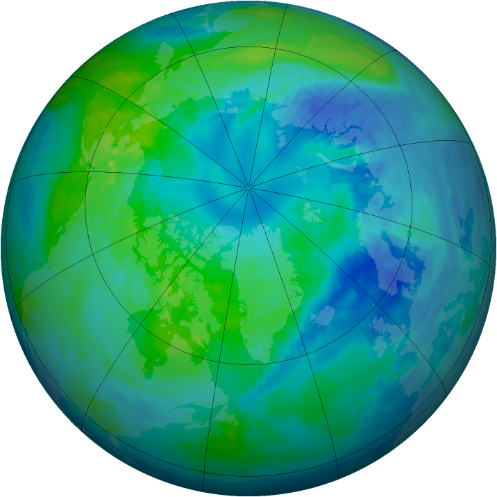 Arctic ozone map for 13 October 1994